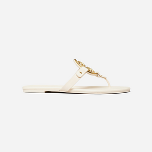 Tory Burch Miller Soft Metal Logo Sandal Cream Gold