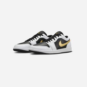 Nike Air Jordan 1 Low White Black Metallic Gold Swoosh