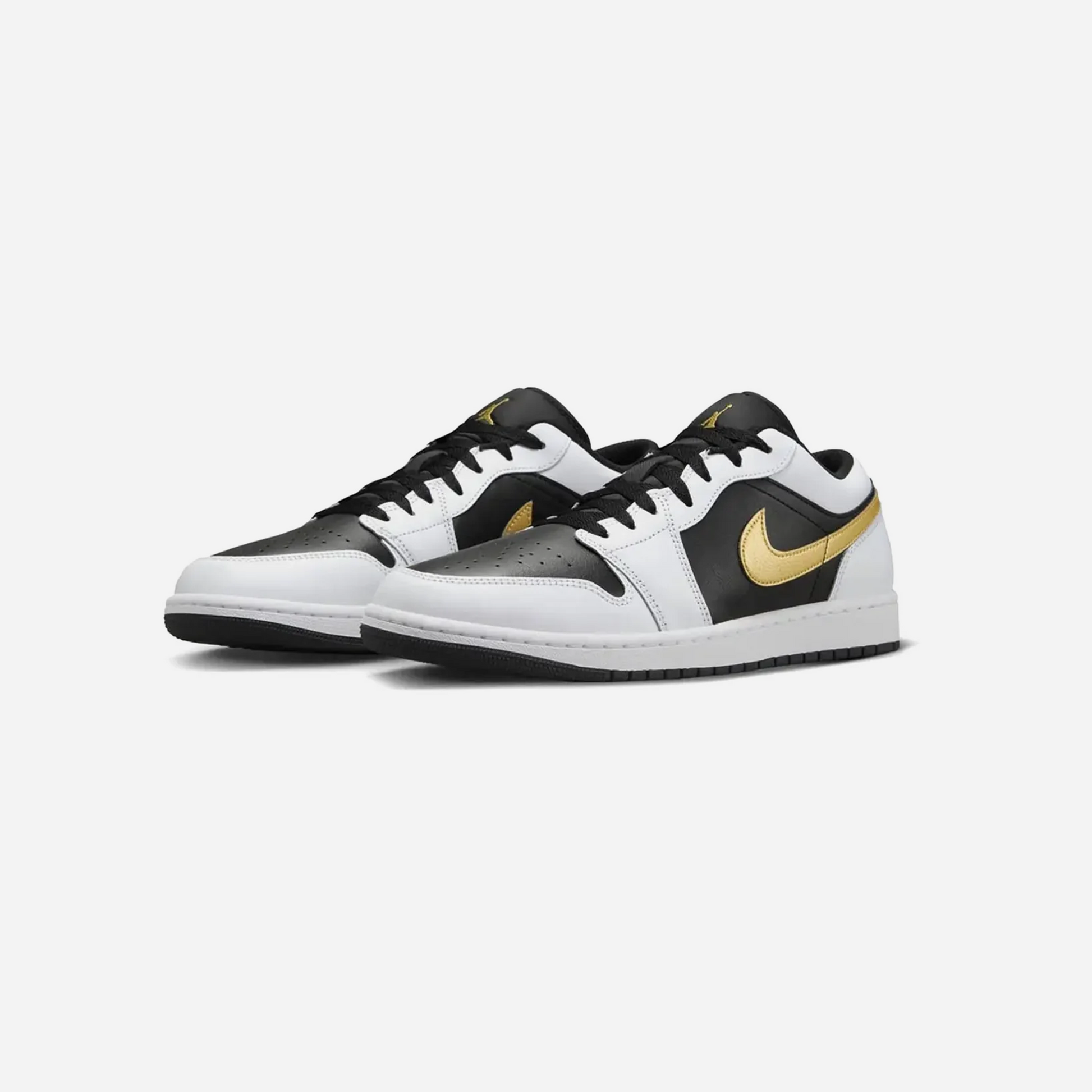 Nike Air Jordan 1 Low White Black Metallic Gold Swoosh