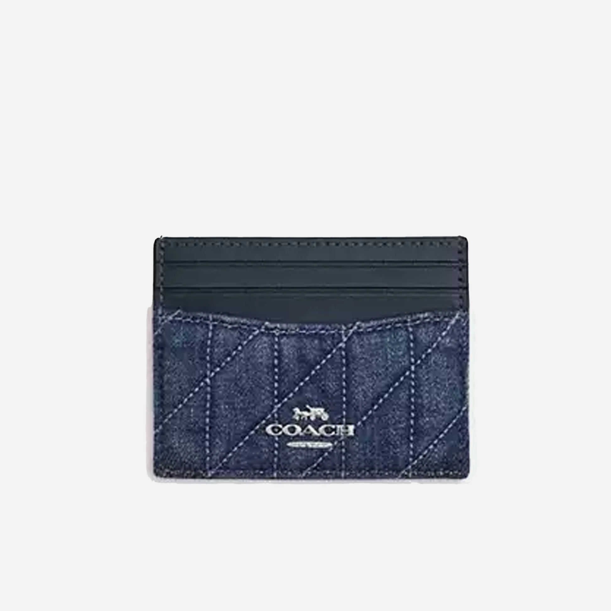 COACH Slim Id Card Case With Quilting Silver/Denim