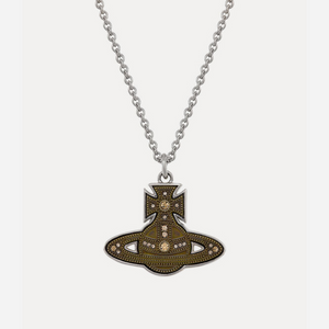 Vivienne Westwood Man. Laszlo Pendant Necklace Silver / Oxidised Brass Cubic Zirconia Men