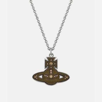 Vivienne Westwood Man. Laszlo Pendant Necklace Silver / Oxidised Brass Cubic Zirconia Men