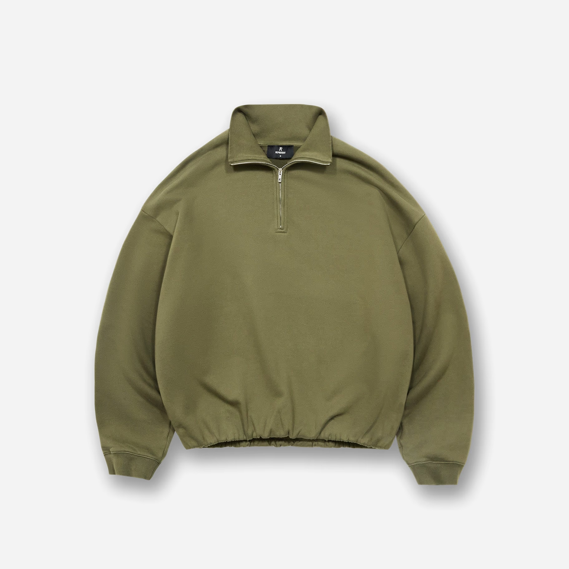 REPRESENT SS25 Initial Funnel Neck Quarter Zip Sweatshirt Army Green