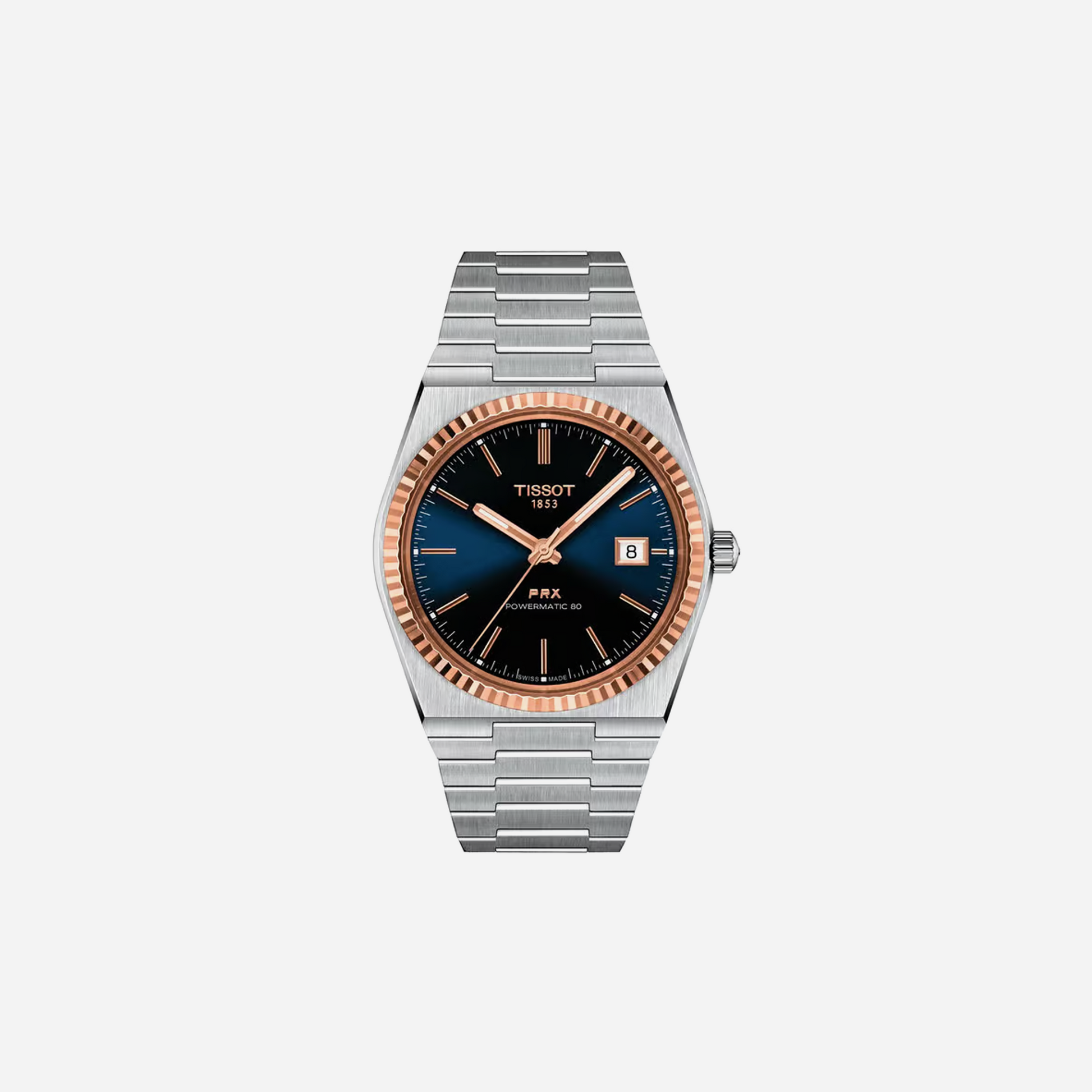 Tissot PRX Powermatic 80 40mm Graded Blue-Black Dial Grey Stainless Steel Steel & 18K Gold Bezel Automatic Watch