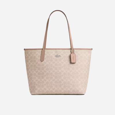 Coach City Tote Bag In Signature Canvas  signature canvas/Silver/Sand/Taupe