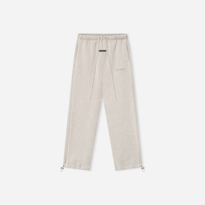 Fear Of God Essentials SS25 Relaxed Fleece Sweatpant With Piping- Heather Stone Cloud White