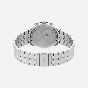 Q Timex Chronograph 40mm Stainless Steel Bracelet Silver / Black Watch