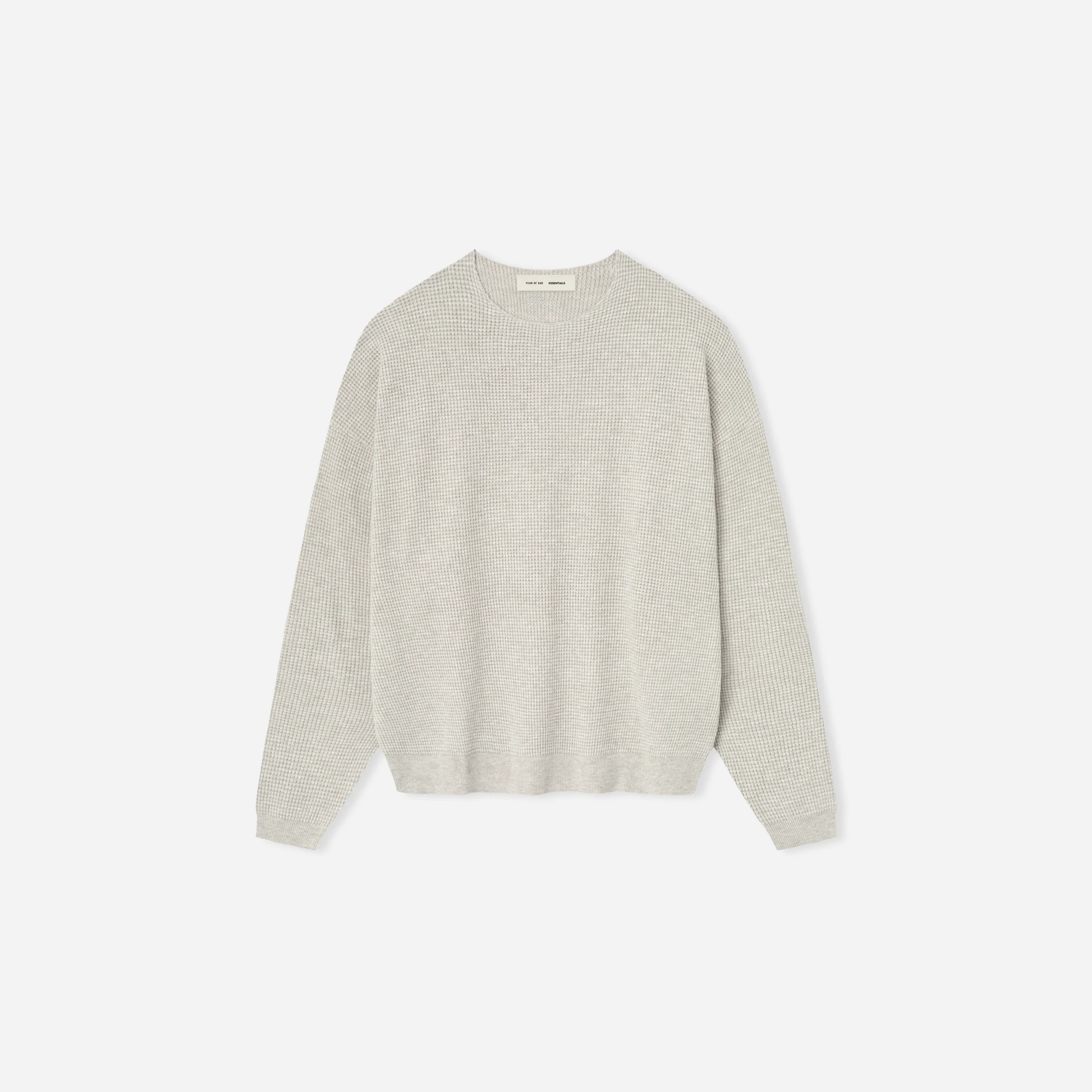 Fear Of God Essentials SS25 Waffle Crewneck Sweater- Heather Stone