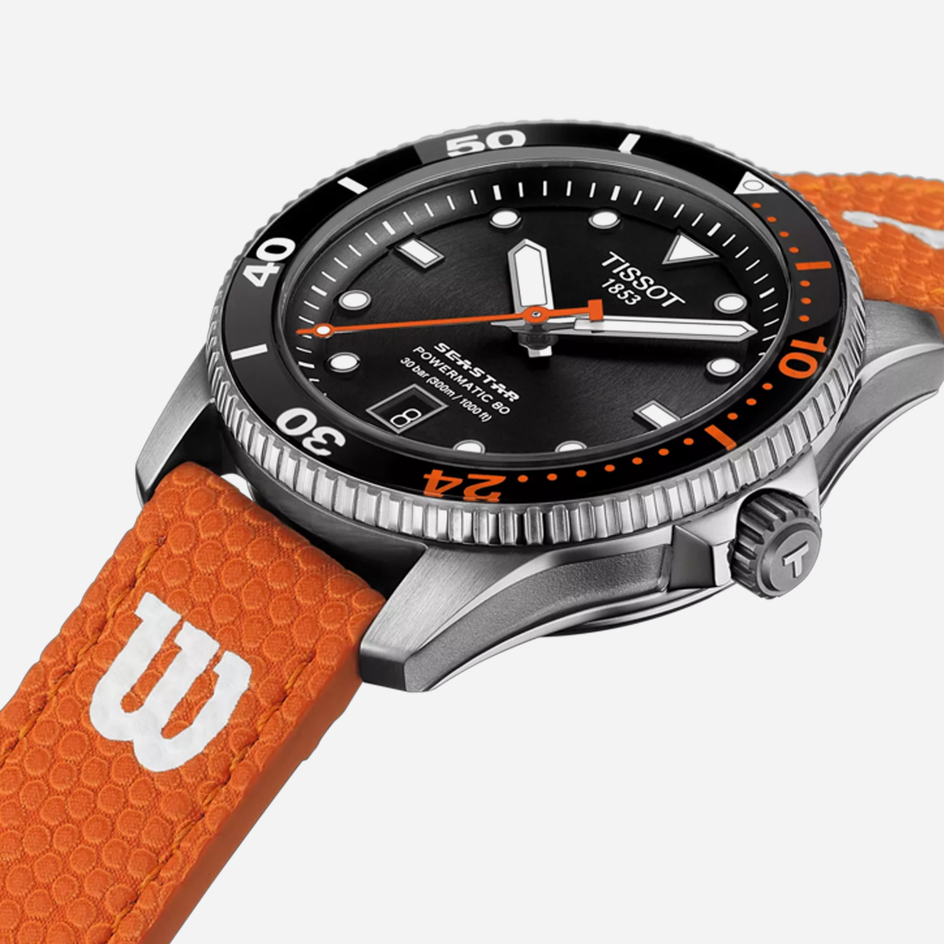 Tissot Seastar 1000 Powermatic 80 Black Dial Orange Strap 40mm