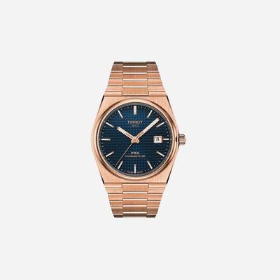 Tissot PRX Powermatic 80 40mm Blue Dial Rose Gold 5N Stainless Steel Automatic Watch