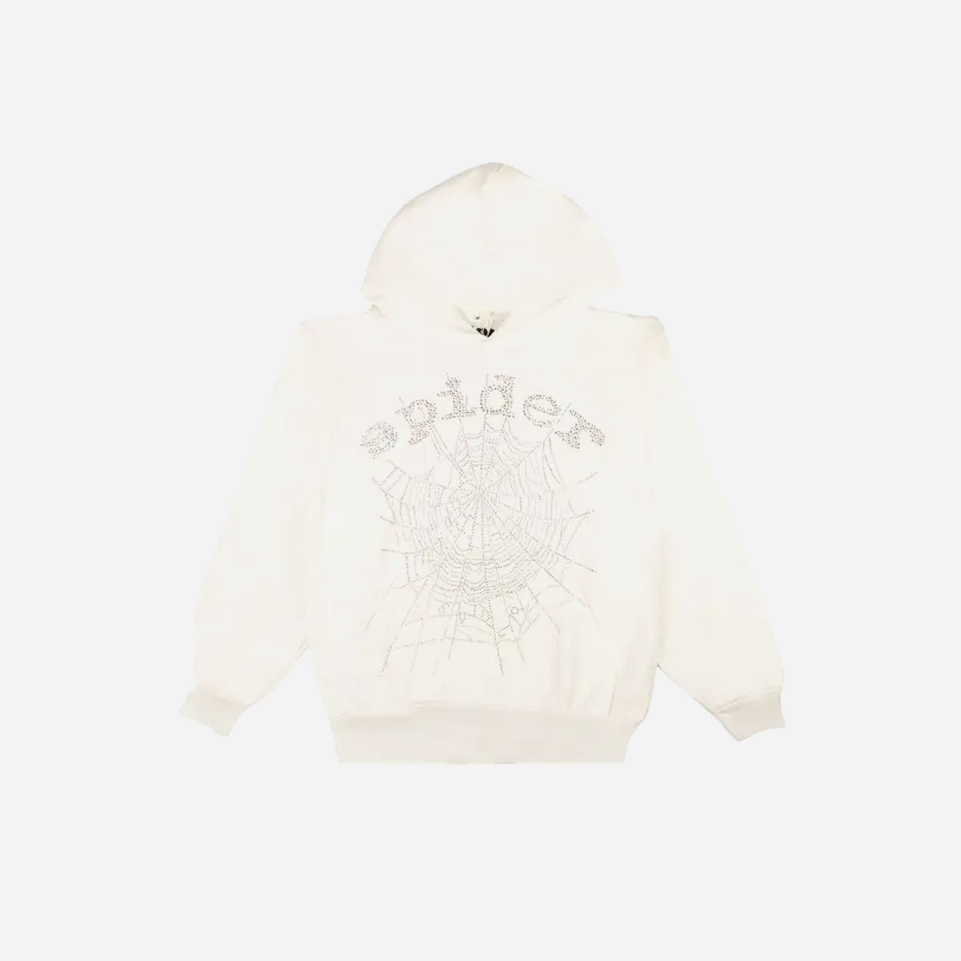 Sp5der OG Rhinestone Logo Hoodie White