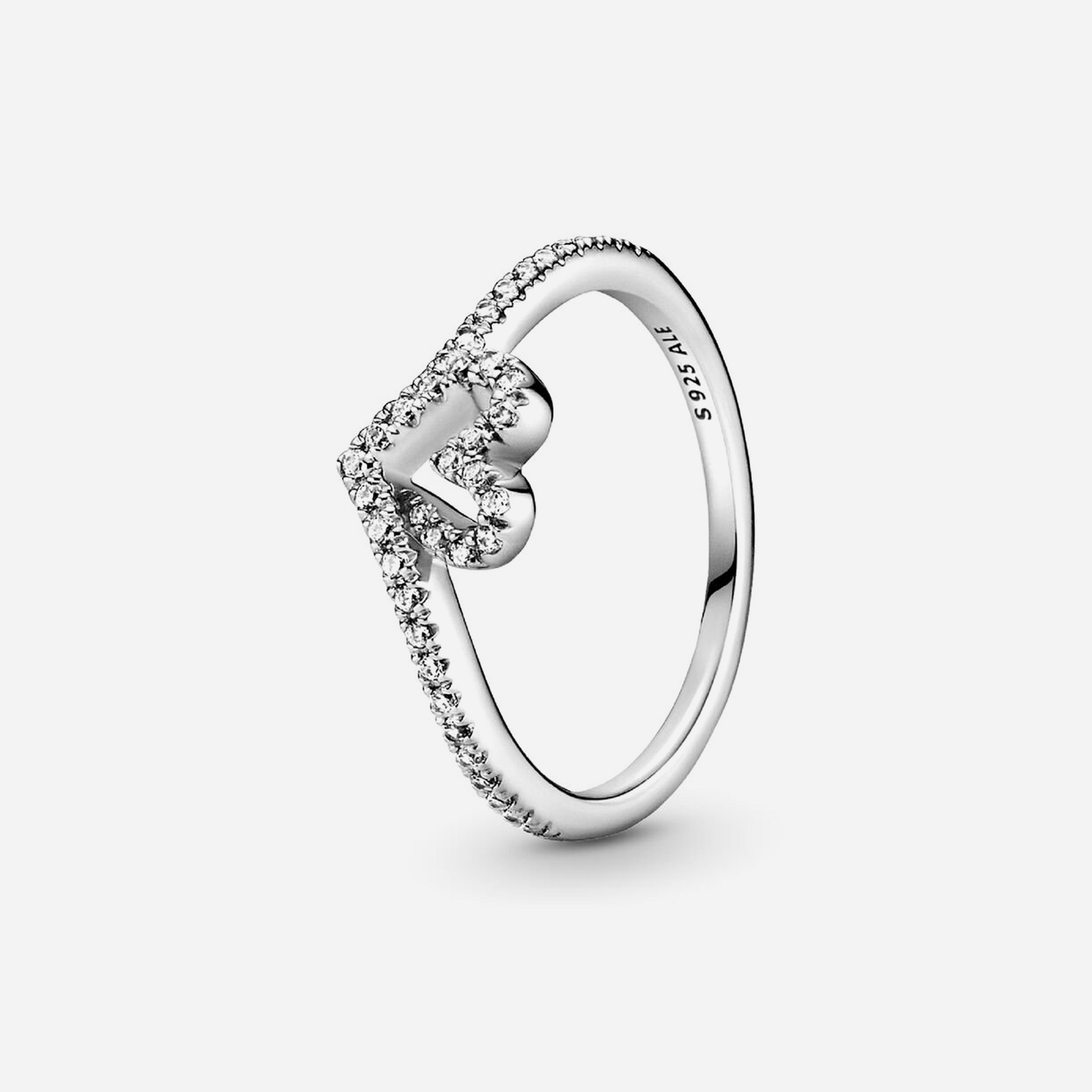 Pandora Sparkling Wishbone Heart Ring Sterling silver