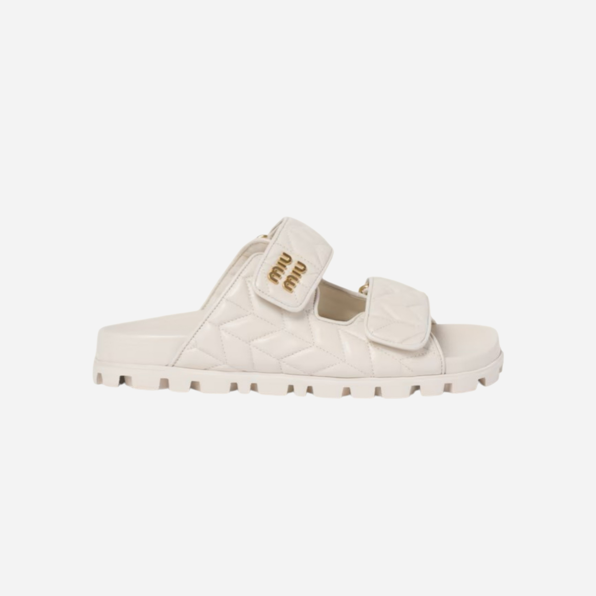 Miu Miu Leather Sporty Slides White