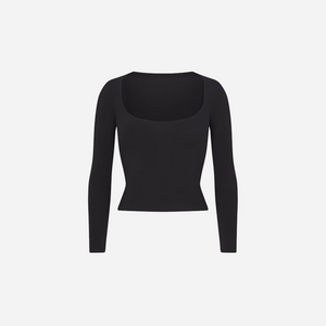 Skims Scoop Neck Long Sleeve Top Cotton Jersey