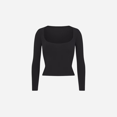 Skims Scoop Neck Long Sleeve Top Cotton Jersey