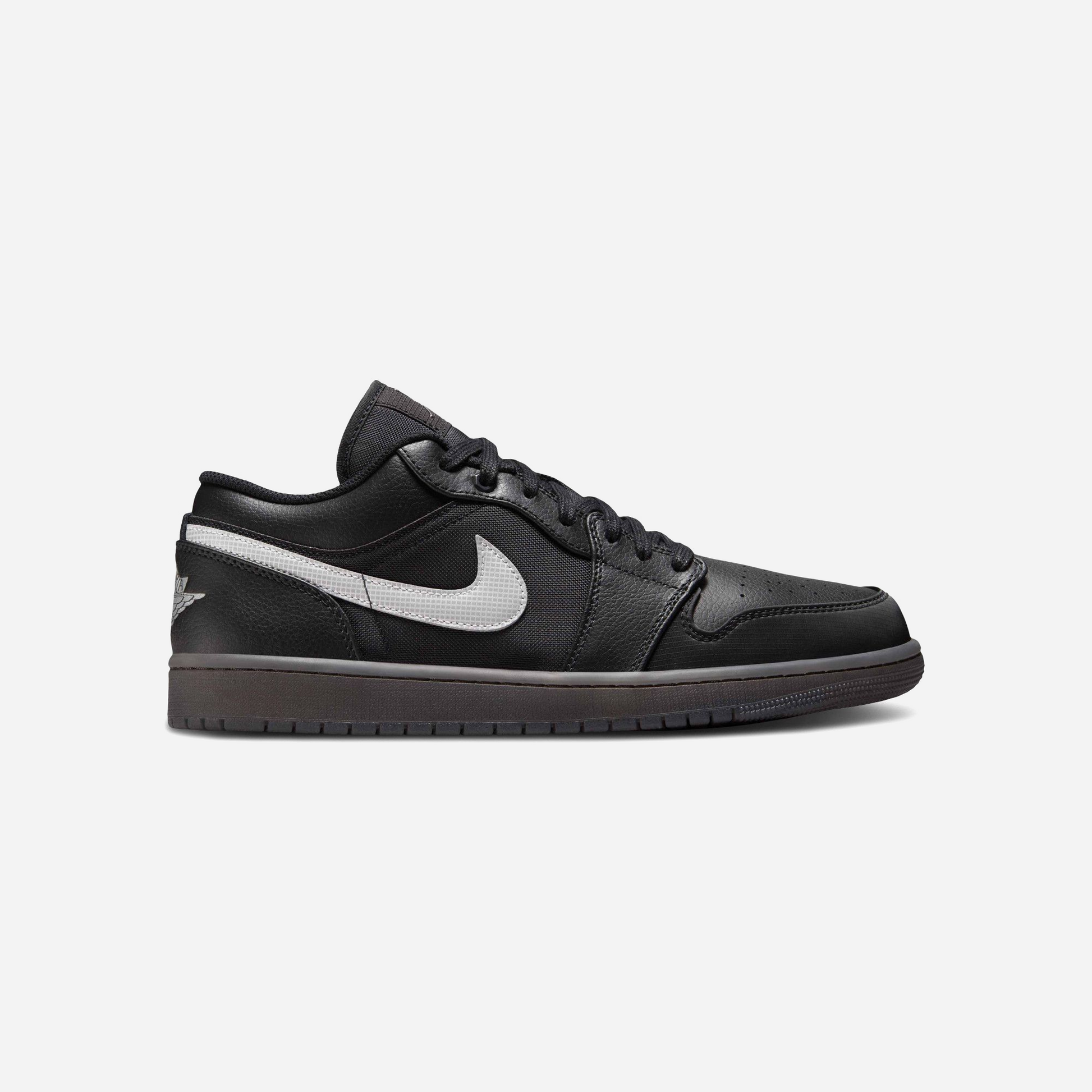 Nike Jordan 1 Low Black White Dark Smoke Grey (Reflective Swoosh)
