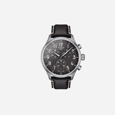 Tissot Chrono XL Anthracite Dial Black Leather Strap 45mm