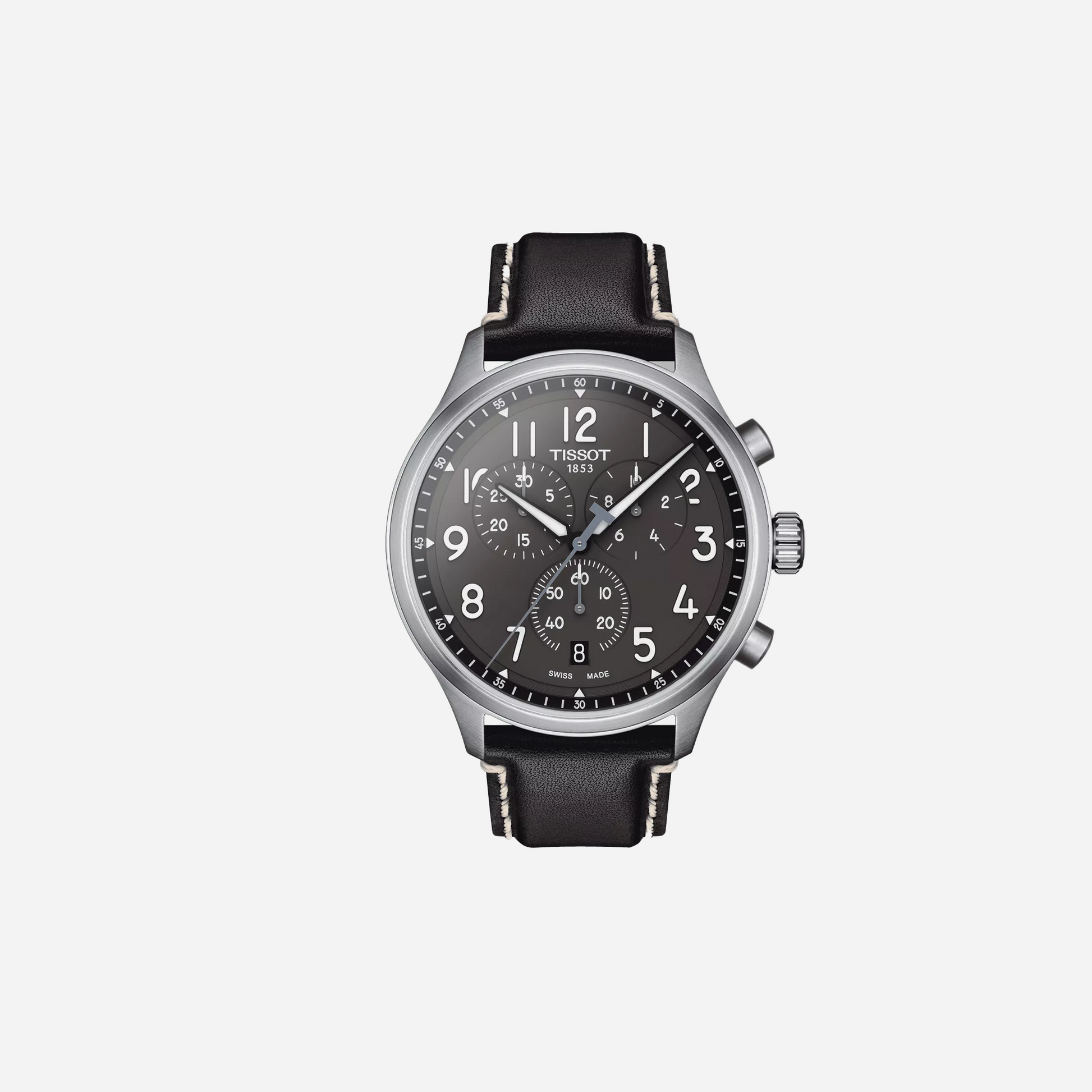Tissot Chrono XL Anthracite Dial Black Leather Strap 45mm