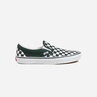 Vans Classic Slip-On Checkerboard Shoe Scarab Green / White