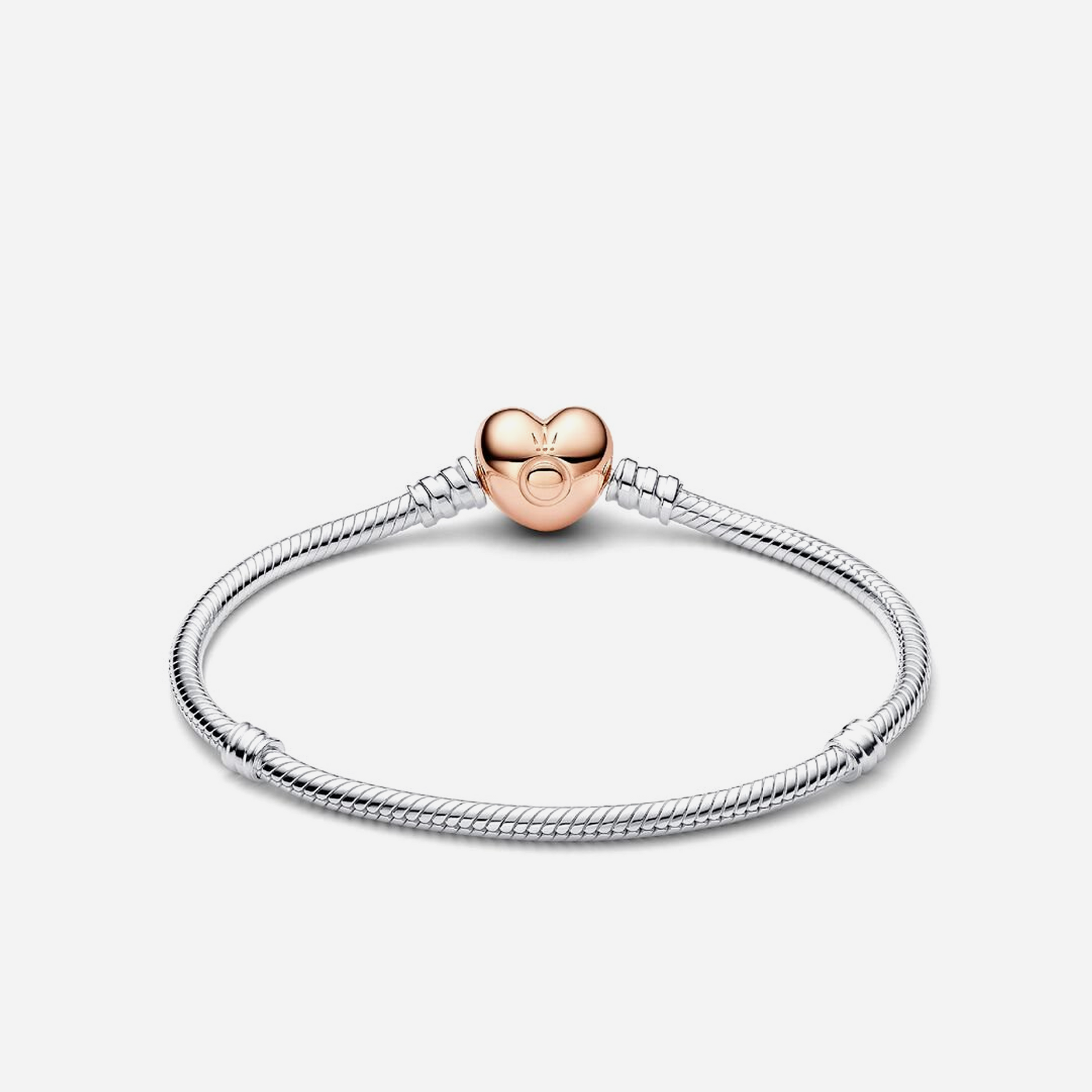 Pandora Moments Heart & Snake Chain Bracelet Two-Tone Rose Gold