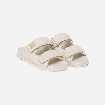 Miu Miu Leather Sporty Slides White