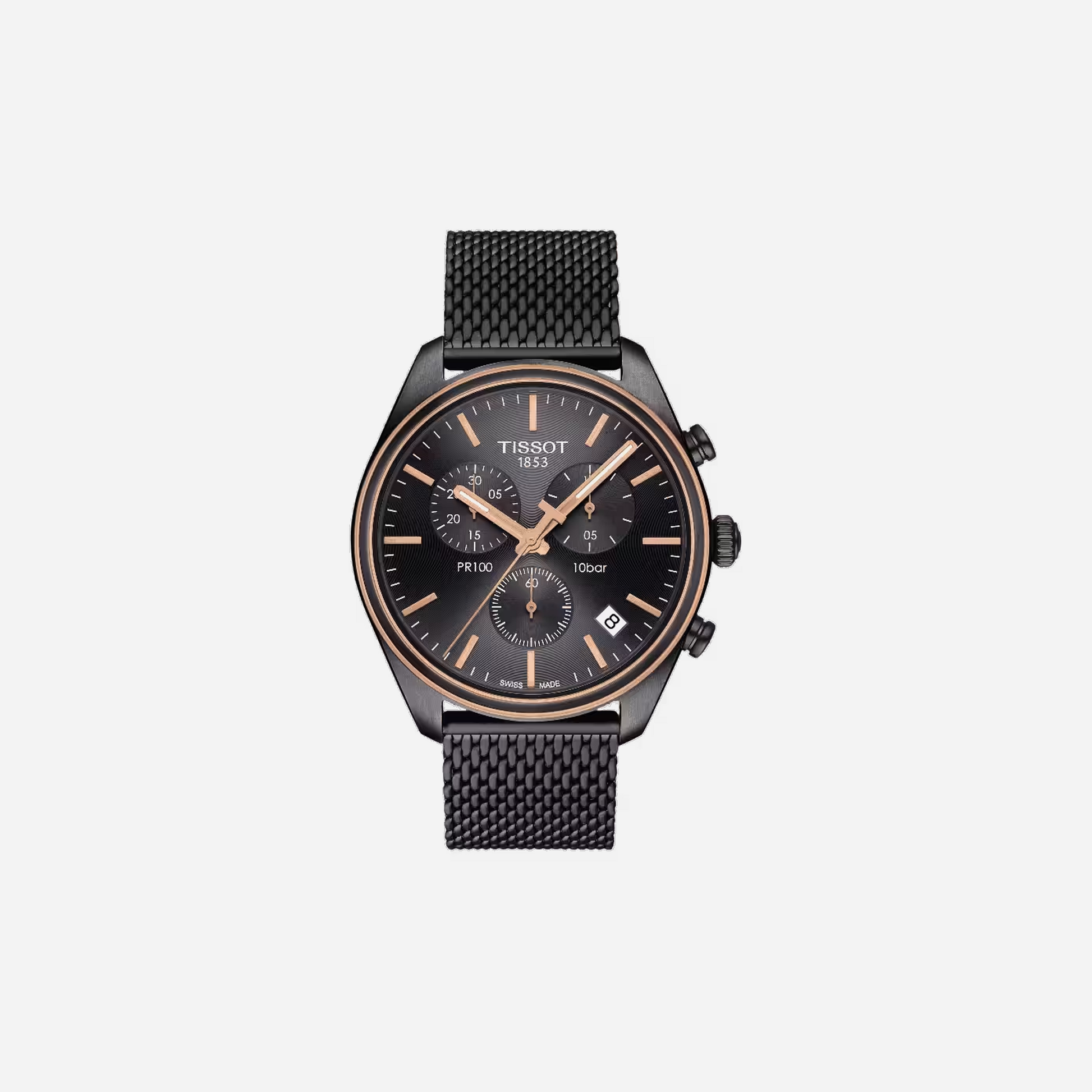 Tissot PR 100 Chronograph Black Dial Two-Tone Bracelet 41mm