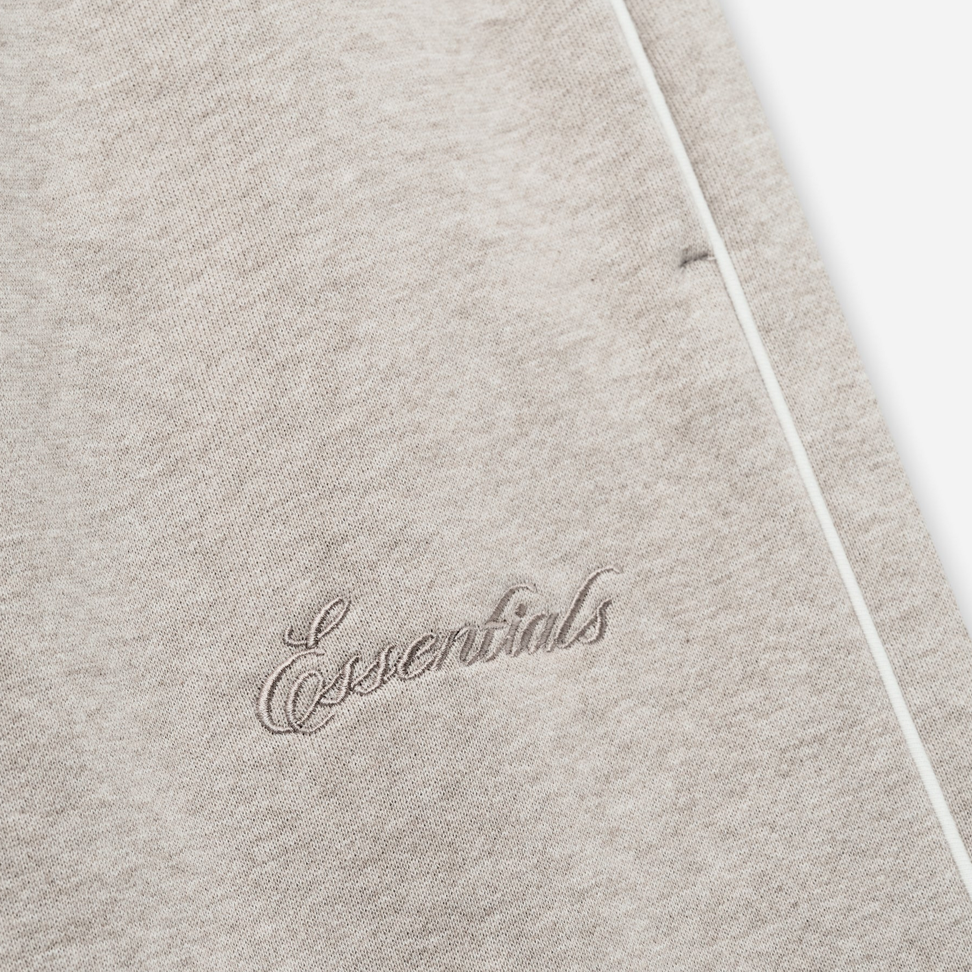 Fear Of God Essentials SS25 Relaxed Fleece Sweatpant With Piping- Heather Stone Cloud White