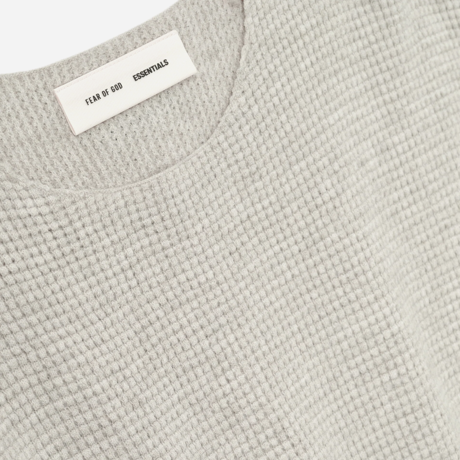 Fear Of God Essentials SS25 Waffle Crewneck Sweater- Heather Stone