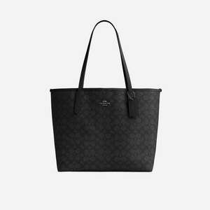 Coach City Tote Bag In Signature Canvas signature canvas/Gunmetal/Charcoal/Black