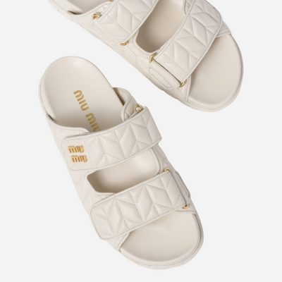 Miu Miu Leather Sporty Slides White