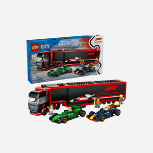 LEGO X F1 Truck with RB20 & AMR24 F1 Cars