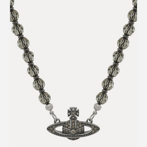 Vivienne Westwood Man. Messaline Choker Oxidised Silver/ Black Diamonds