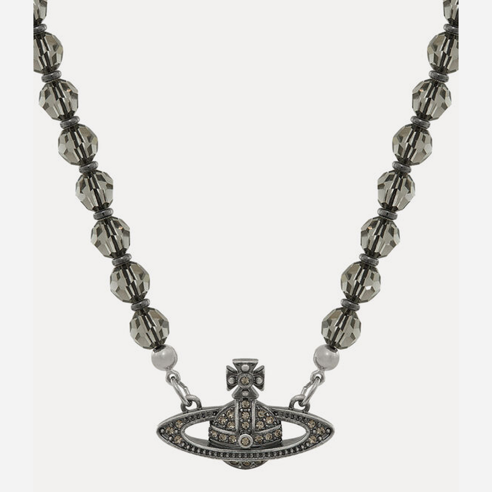 Vivienne Westwood Man. Messaline Choker Oxidised Silver/ Black Diamonds