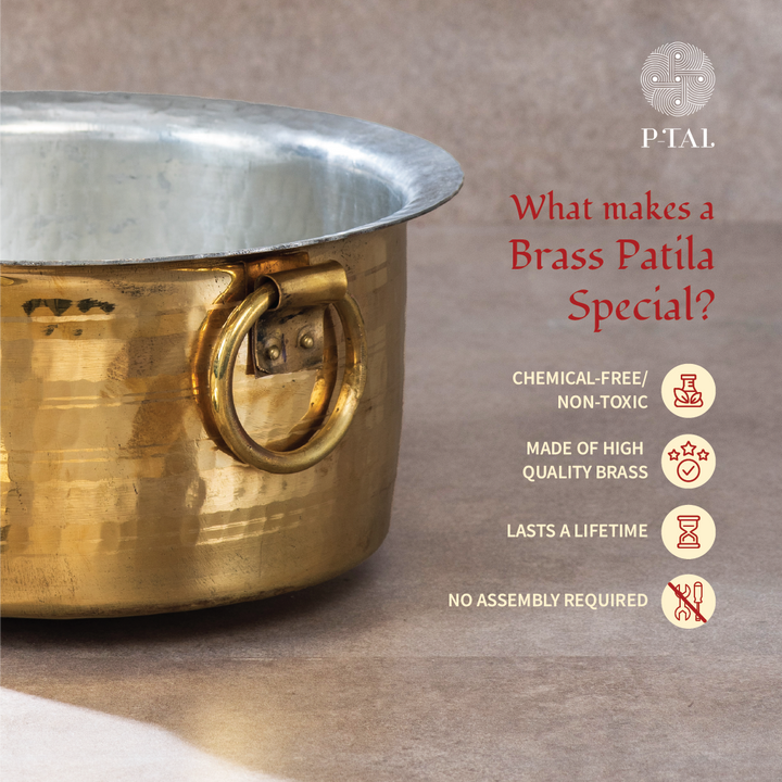 Brass Patila / Milk Topia- Naturally non stick , Non Toxic, Teflon Free