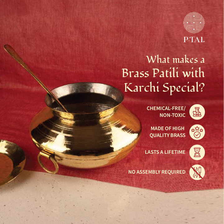 Brass Patili / Degchi - Naturally Non Stick , Non Toxic, Teflon Free