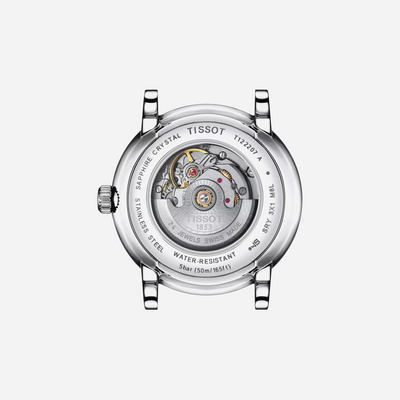 Tissot Carson Premium Automatic Lady Silver Dial Black Leather Strap 30mm