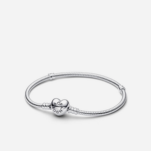 Pandora Moments Heart & Snake Chain Bracelet Sterling Silver