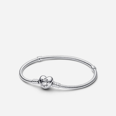 Pandora Moments Heart & Snake Chain Bracelet Sterling Silver