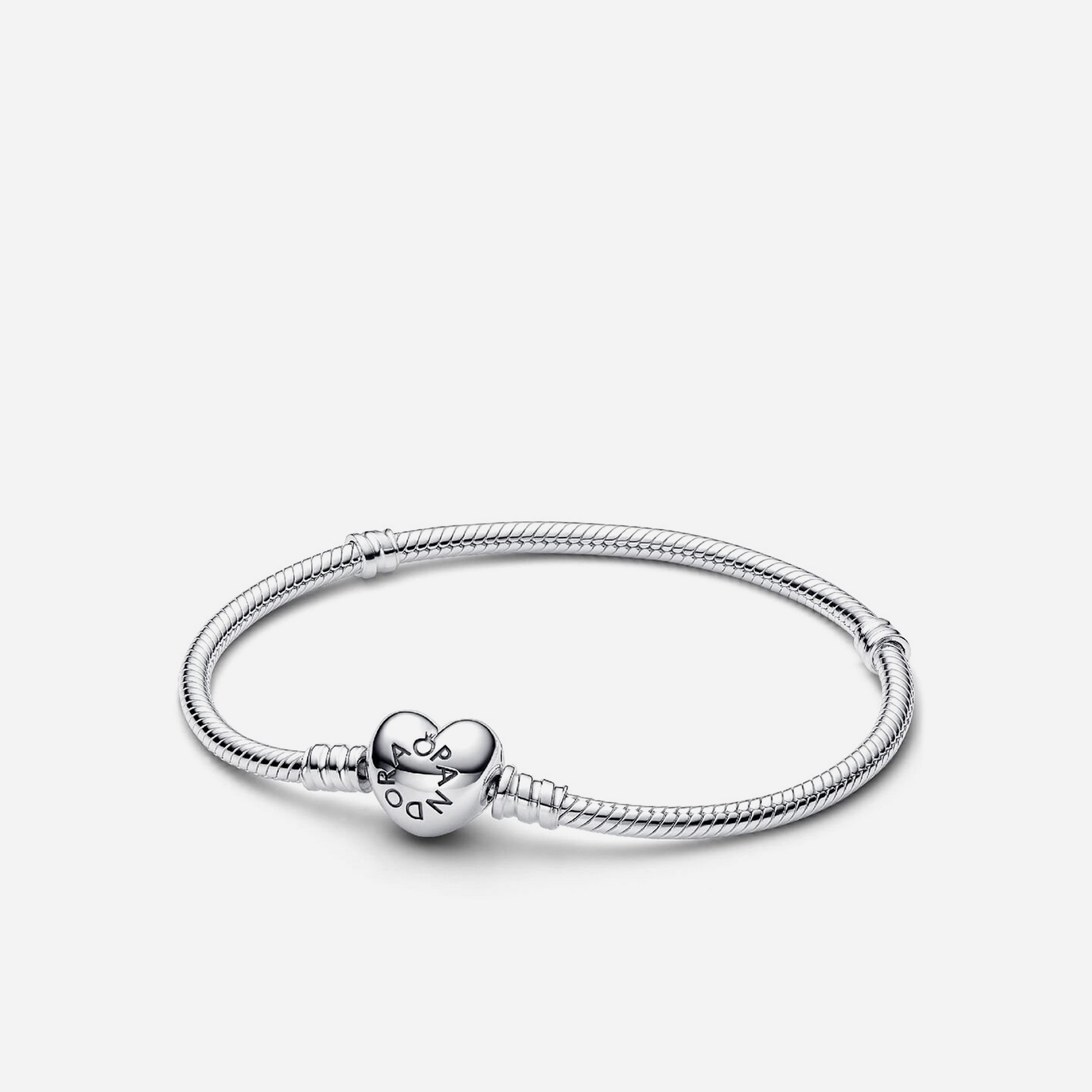 Pandora Moments Heart & Snake Chain Bracelet Sterling Silver