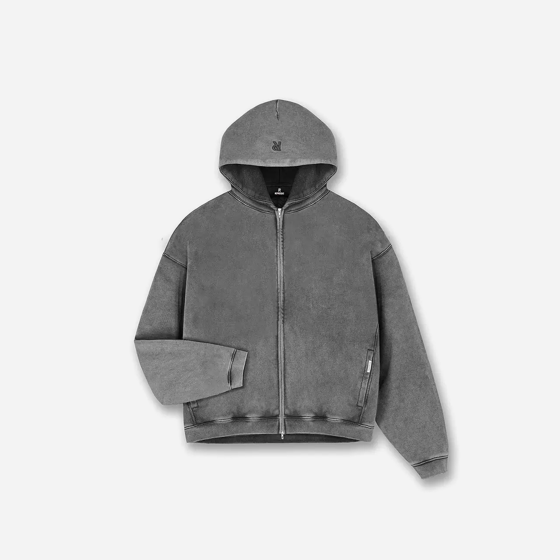 REPRESENT SS25 Initial Boxy Zip Through Hoodie Vintage Grey