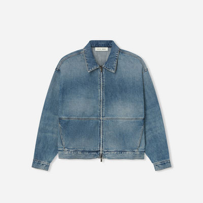 Fear Of God Essentials SS25 Denim Trucker Jacket- Classic Blue