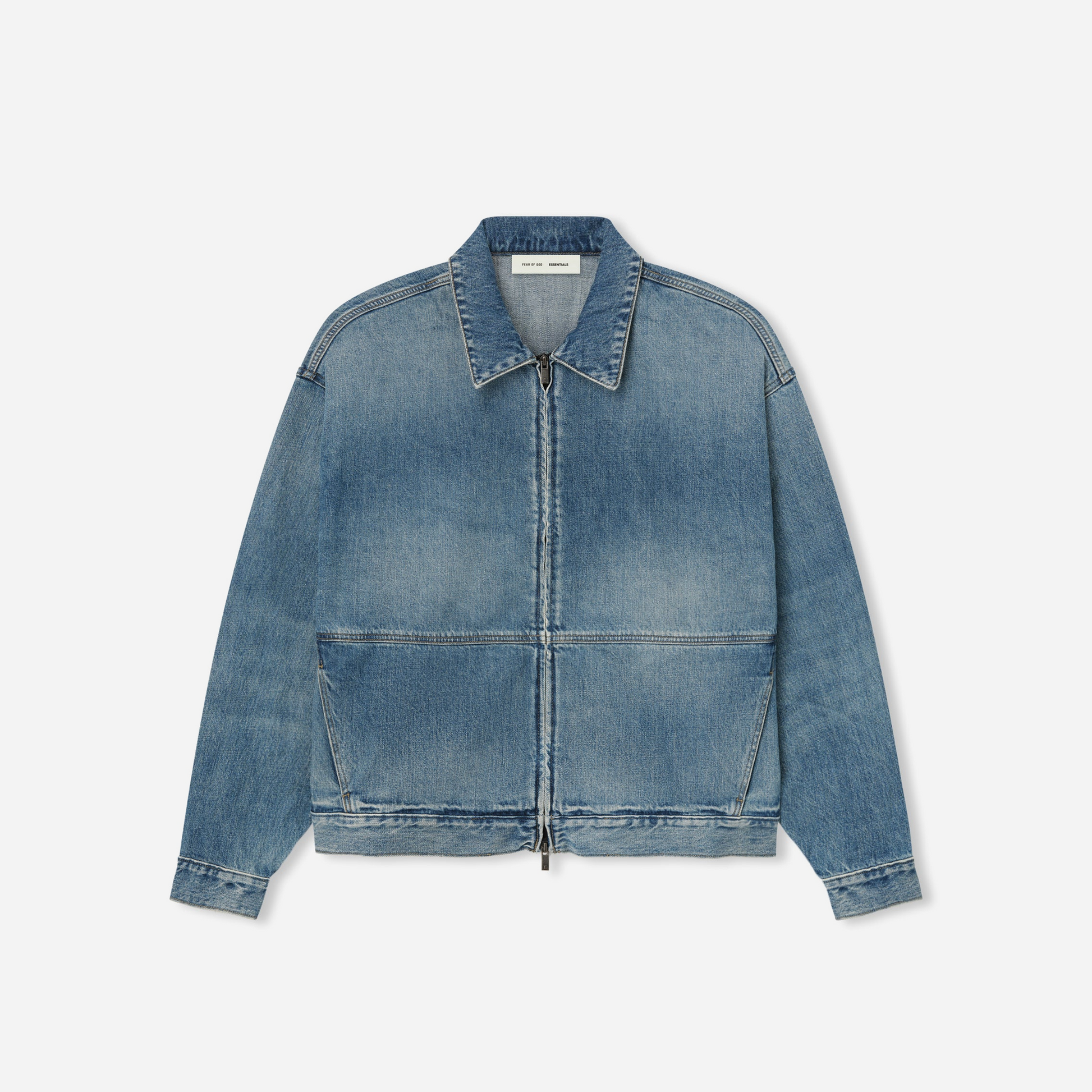 Fear Of God Essentials SS25 Denim Trucker Jacket- Classic Blue