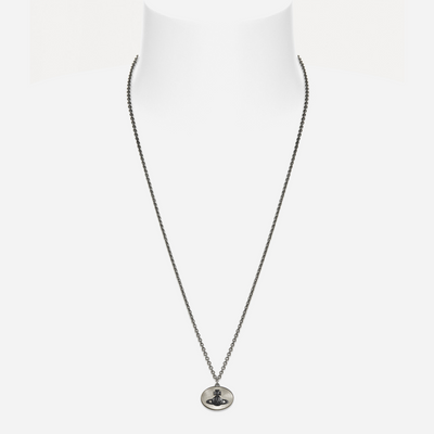 Vivienne Westwood Man. Eliza Pendant Necklace Ruthenium / Grey, White Mop