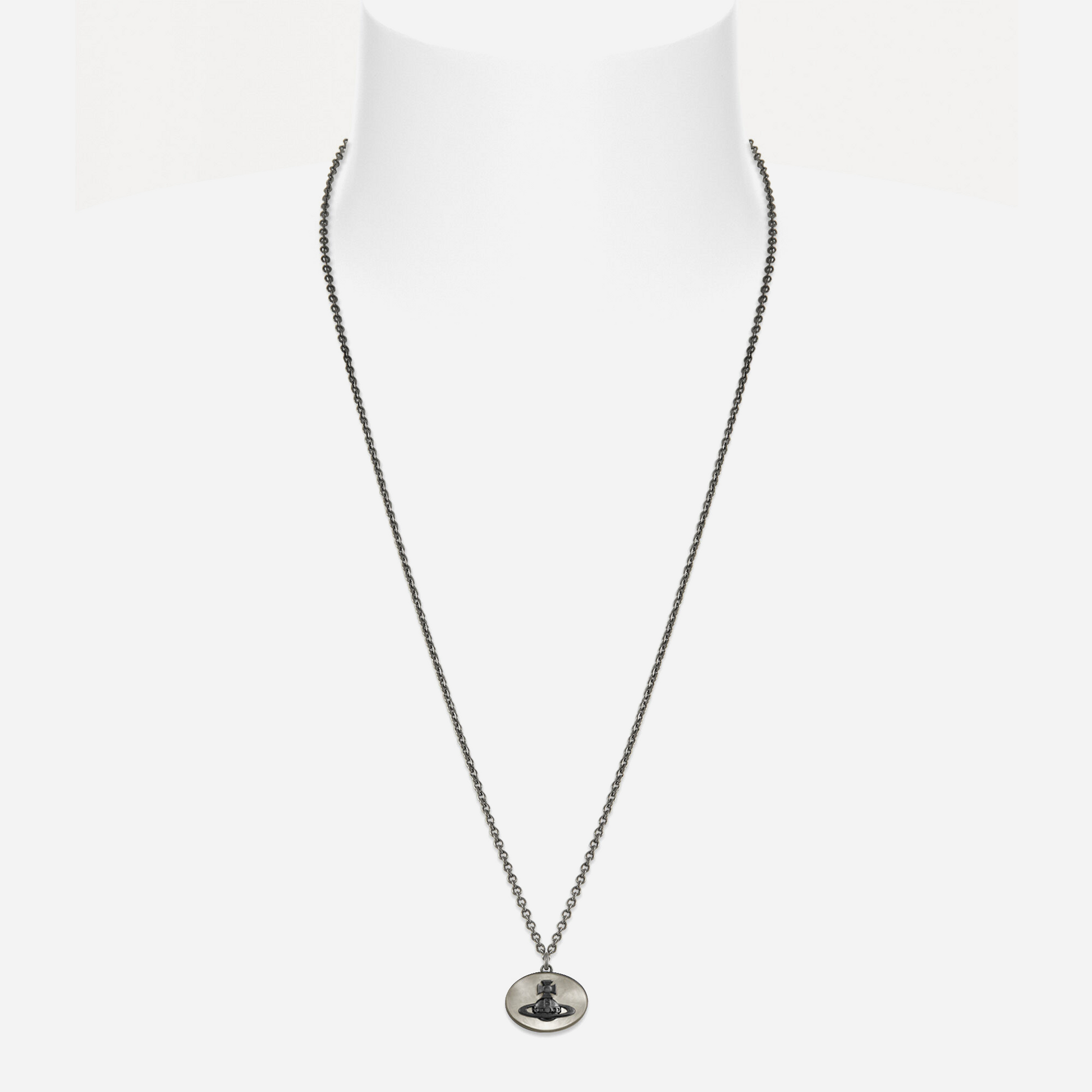Vivienne Westwood Man. Eliza Pendant Necklace Ruthenium / Grey, White Mop