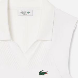 Lacoste Women's Sleeveless Stretch Knit Tennis Polo White