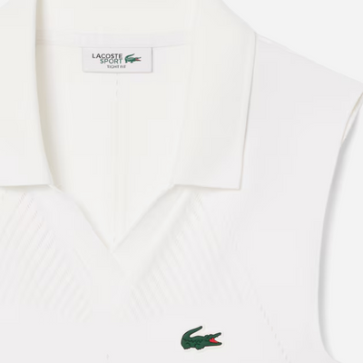 Lacoste Women's Sleeveless Stretch Knit Tennis Polo White