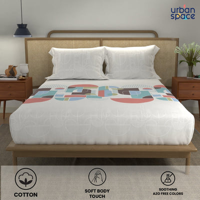 Divine 100% Cotton Bedsheet for Double Bed with 2 Pillow Covers - Binary Sky Blue