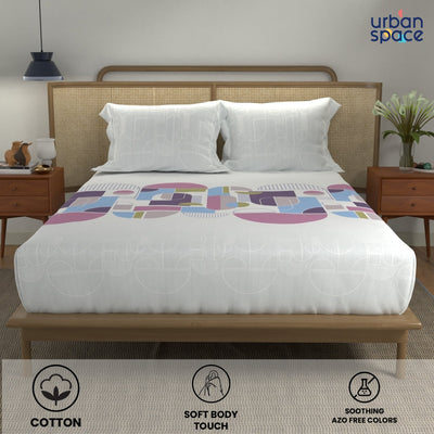 Divine 100% Cotton Bedsheet for Double Bed with 2 Pillow Covers - Binary Mauve