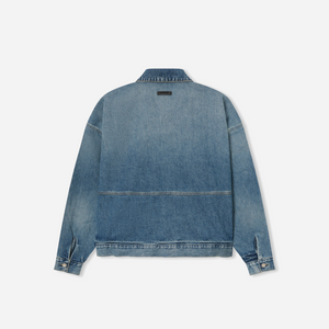 Fear Of God Essentials SS25 Denim Trucker Jacket- Classic Blue