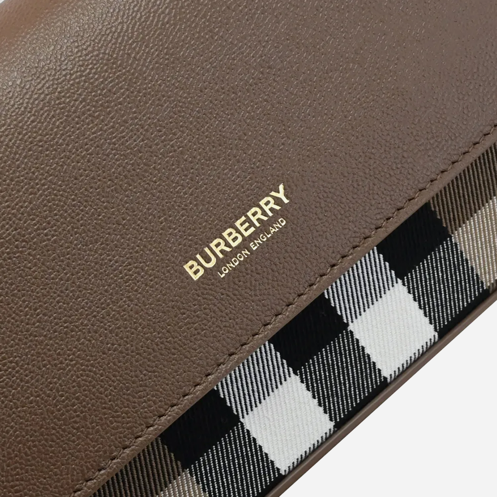 Burberry New Hampshire House Check & Derby Leather Crossbody Brown